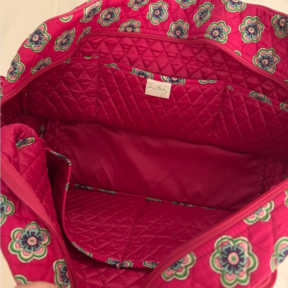 Vera Bradley Pink and Green Quilted Travel Bag